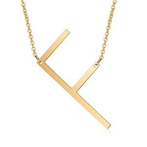 Large Letter "F" Gold Big Initial Name Necklace